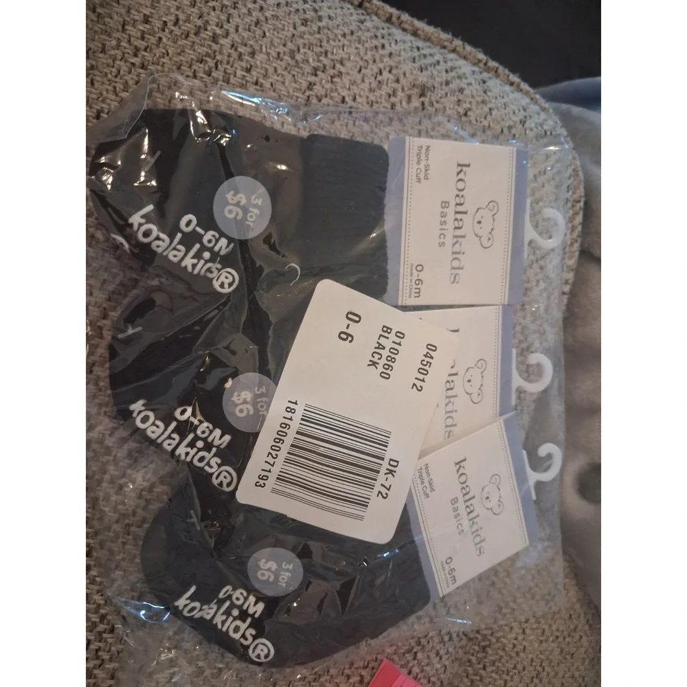 Koala Kids Basics Infant Socks (3-Pack) - Size 0-6 Months - Black